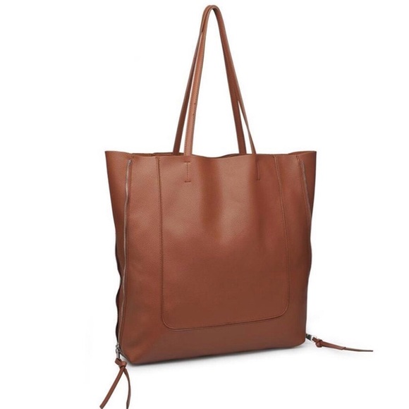 Urban Expressions Handbags - Urban Expressions Olympia Brown Vegan Leather Tote Bag